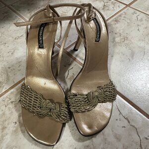 Claudia Ciuti Gold Leather Heels (Size 9)